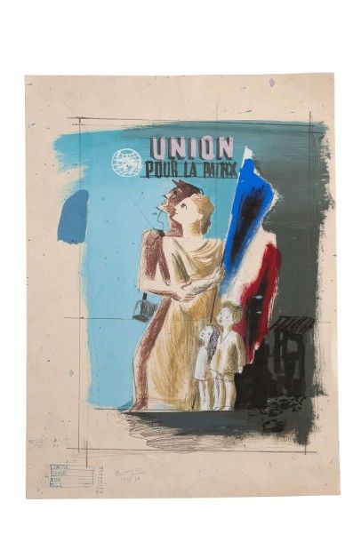 null Union pour la Paix
Maquette originale à la gouache, 42 x 29 cm. Non signée,...