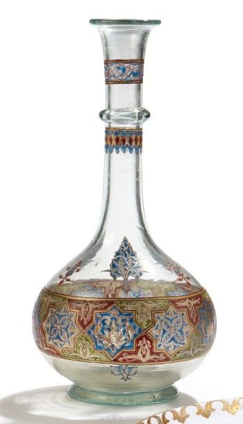 Philippe Joseph BROCARD (1831-1896) Important vase bouteille à corps pansu et long...
