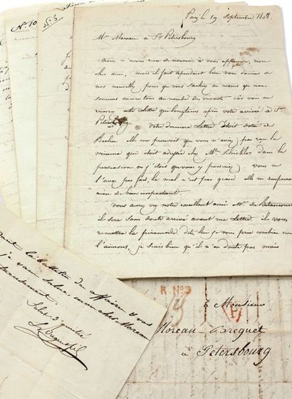 null Lettre datée Paris 20 Mars 1809 signée L.BREGUET N° 14. Adressée à Mr Moreau...