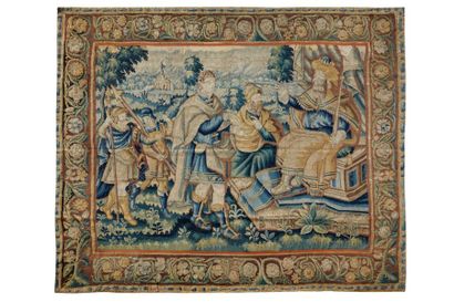 Audenarde (Flandres) 
Importante tapisserie en laine et soie à décor d'une scène...