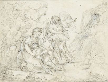 Girolamo NEGRI il Boccia (Bologne, vers 1648-1720) 
Agar et l'ange
Pierre noire et...