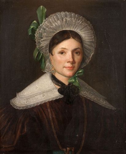 ECOLE FRANCAISE DU XIXème siècle 
Portrait de femme
Huile sur toile
65 x 54.5 cm