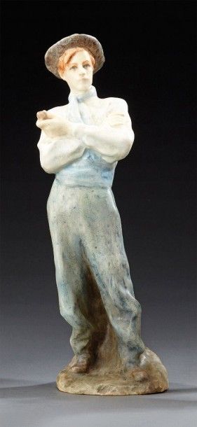 AGNES DE FRUMERIE (1896-1937) et LACHENAL CÉRAMISTE Sculpture en céramique émaillée...