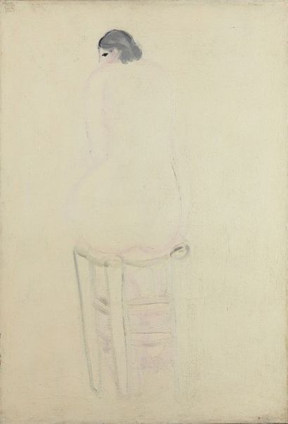 SANYU (1901-1966) - 常玉 Académie de dos, sur tabouret, 1931 椅子上的裸女, 1931
Huile sur...