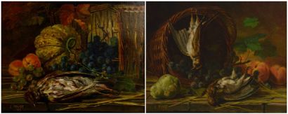 Louis PIVOT (XIX-XXème) Natures morte Paire d'huiles sur toile formant pendant, signée...