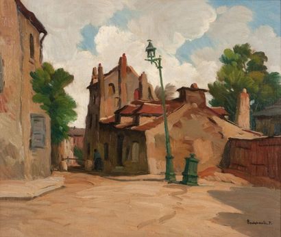 Paul ESCHBACH (1881-1961) "Maison de Mimi Pinson à Montmartre". Huile sur toile,...