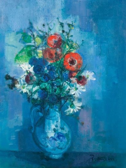 José PALMEIRO (1901-1984) Fleurs champêtres Huile sur toile, signée en bas à droite,...