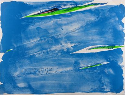 Olivier DEBRE (1920-1999) "Bleu de Loire" Lithographie en couleur, tirage 30/100,...