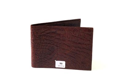 MULBERRY England Portefeuille en crocodile de couleur marron. 14.5 x 11 cm