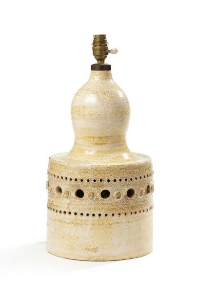 Georges PELLETIER (XX) Pied de lampe de forme pansue se terminant en cylindre, en...