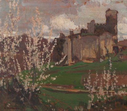François Maurice ROGANEAU (1883-1973) 
Le château de Rauzan au printemps
Huile sur...