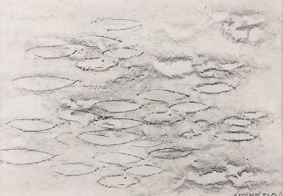 Bernard QUENTIN (né en 1923) 
Hommage nymphéas (diptyque)
Paire de crayon sur papier...