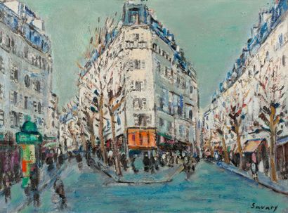 Robert SAVARY (1920-2000) 
Rues de Paris
Huile sur toile, signée en bas à droite
54...