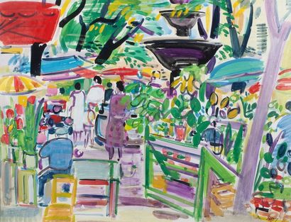 Robert SAVARY (1920-2000) 
Parc
Aquarelle sur papier, signée en bas à droite
48 x...