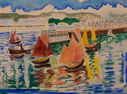 Elisée MACLET (1881-1962) 
Boulogne-sur-mer
Aquarelle et crayon sur papier, signée...