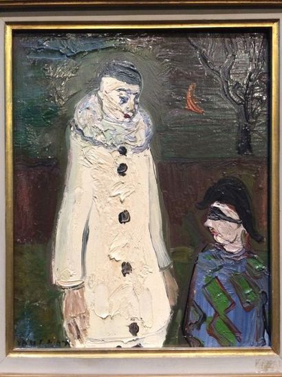 Gabriel DAUCHOT (1927-2005) 
Pierrot et Arlequin
Huile sur toile, signée en bas à...