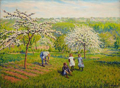Gustave Camille Gaston CARIOT (1872-1950) 
Le printemps, 1919 (?)
Huile sur toile,...