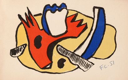 FERNAND LEGER (1881 - 1955) 
Nature morte 
Lithographie accompagnant la brochure...