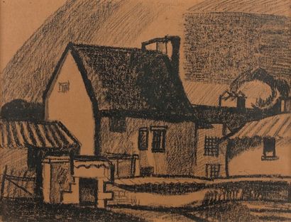 Marcel GROMAIRE (1892-1971) 
Paysage de Noyelles, 1919
Fusain sur papier, signé et...