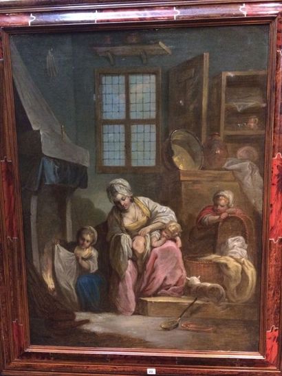 Ecole FRANCAISE du XVIIIème siècle, suiveur d'Etienne AUBRY 
La toilette de l'enfant
Toile
79...