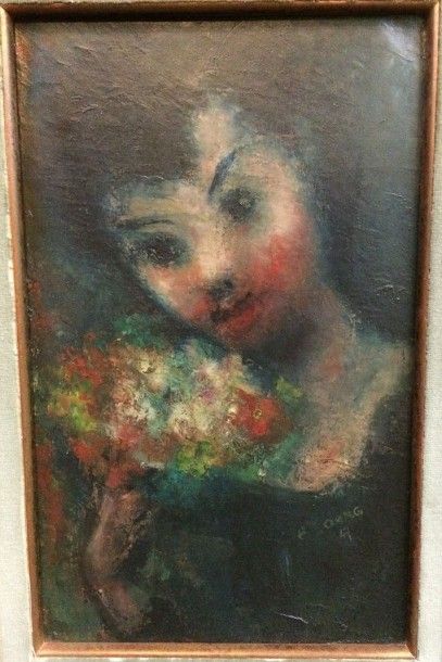 Edouard Joseph GOERG (1893-1969) 
La brune au petit bouquet, 1947
Huile sur toile,...