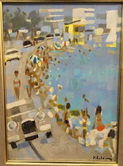 Pierre LELONG (1908-1984) 
Juan les pins, la plage, 1962
Huile sur toile, signée...