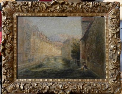 Frédéric LEON ( début XXème siècle) 
Le canal d'annecy
Huile sur toile, signée en...