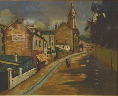 Lucien GENIN (1894-1958) 
Epicerie à Montmartre
Gouache, signée en bas à droite
29...