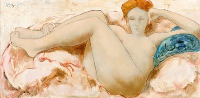 Alain BONNEFOIT (né en 1937) 
Femme nue, 1979
Huile sur toile, signée et datée en...