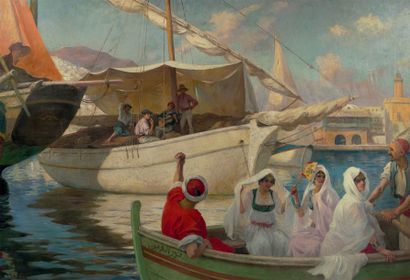 Louis Maurice PIERREY (1854 -1912) Dans le vieux port d'Alger ou Les femmes d'Alger...