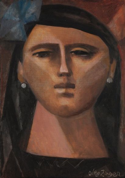 Oleg ZINGER (1910-1998) 
Portrait de femme
Huile sur toile, signée en bas à droite
94...