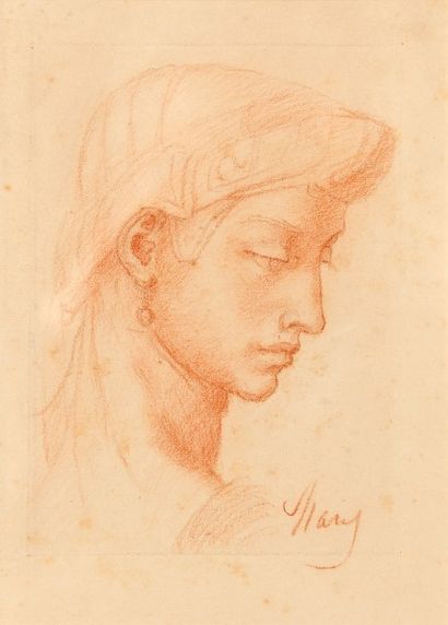 Dans le goût de Matthjis Maris (1839-1917) 
Portrait de femme romaine, étude d'après...