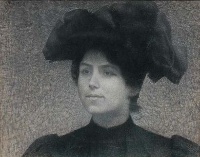 Achille LAUGE (1861-1944) 
Portrait de jeune femme, 1904
Pastel sur toile, signé...