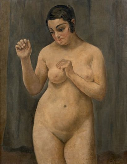 Otakar (Othon) COUBINE (1883-1969) 
Nu debout, 1920
Huile sur toile, signée en bas...