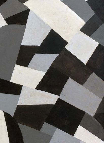 Otto FREUNDLICH (1878-1943) 
Composition abstraite en noir et blanc, 1941
Gouache...