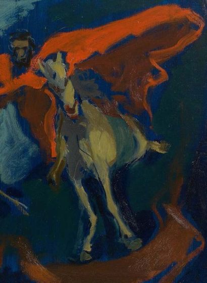 Emmanuel MANE-KATZ (1894-1962) 
Deux cavaliers, circa 1950
Huile sur toile, signée...