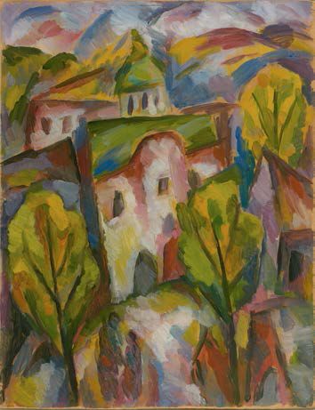 Jean POUGNY (1892-1956) 
Promenade au soleil, vers 1912
Huile sur carton
33 x 25.5...