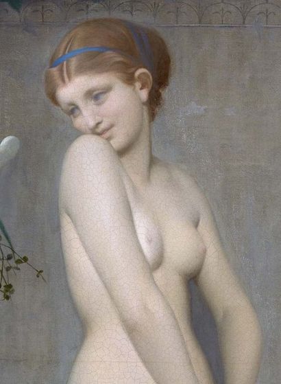 Adolphe Alexandre LESREL (1839-1929) 
Aphrodite et Cupidon
Huile sur toile, signée...