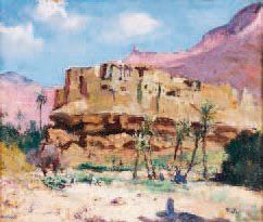 Henri-Jean PONTOY (1888-1968) Paysage dans le désert Huile sur panneau, signée en...