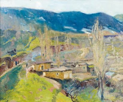 Élie-Anatole PAVIL (1873-1948) Paysage montagneux Huile sur toile, signée en bas...