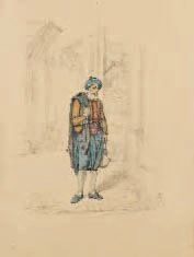 Emmanuel-Joseph LAURET (1809-1882) L'homme au panier Crayon rehaussé d'aquarelle,...