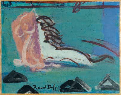 Raoul DUFY (1877-1953) Cheval marin Huile sur toile, signée en bas à gauche 23 x...