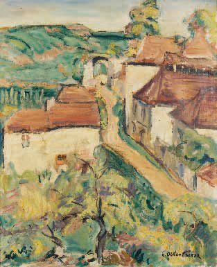 Emile-Othon FRIESZ (1879-1949) Village Huile sur toile, signée en bas à droite 46...
