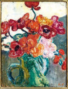 Louis VALTAT (1869-1952) Bouquet de fleurs Huile sur toile, monogrammée en bas à...