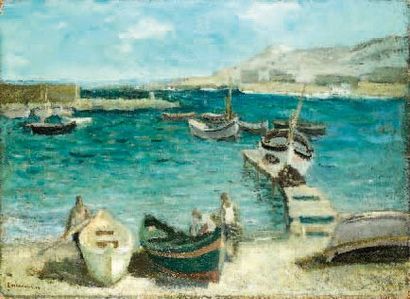 Maurice BRIANCHON* (1899-1979) Port de pêche, Les Gudes, 1929 Huile sur toile, signée...