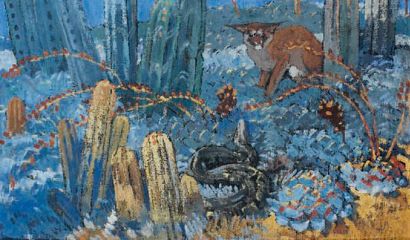 Mathurin MEHEUT (1882-1958) Le jaguar Huile sur toile 60 x 101 cm - 233/4 x 395/8...