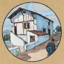 Louis-Benjamin FLOUTIER (1882-1936) La maison basque Gouache sur papier, signée en...
