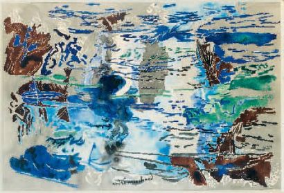 André MARCHAND (1907-1998) Respiration marine Aquarelle, signée en bas au milieu...
