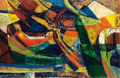 Bruno Cassinari (1912-1992) École italienne Composition abstraite Huile sur toile,...