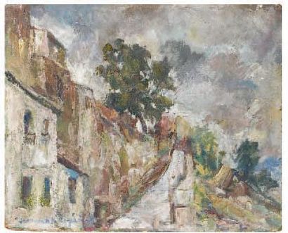 Georges A. de POGEDAIEFF (1897-1971) Village de Haute-Provence Huile sur panneau,...